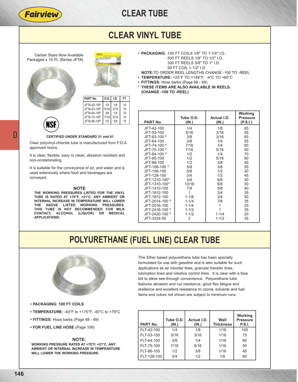 1/4" x 1/8" x 100' Clear Polyurethane Fuel Line Tube  FLT-42-100