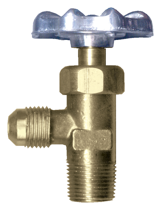 1/2 x 3/8" Brass Male 45° SAE Flare - Male NPT 90° Angle Valve   1049-8C