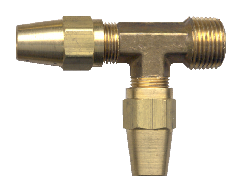 1/4 x 1/4 x 1/4" Brass DOT Metal Line Compression - Male NPT - DOT Metal Line Compression Tee  1171-4B