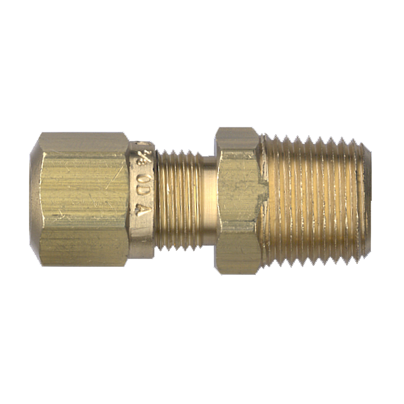 1/2 x 3/8" Brass DOT Poly Line Compression - Male NPT Connector  1468-8C