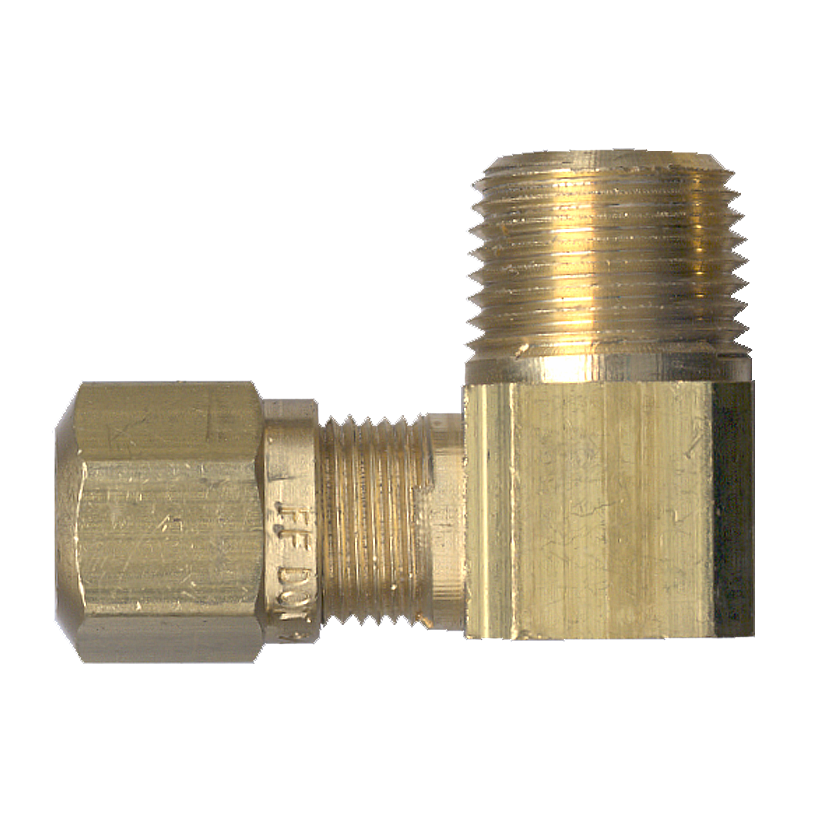 3/8 x 1/8" Brass DOT Poly Line Compression - Male NPT 90° Elbow  1469-6A