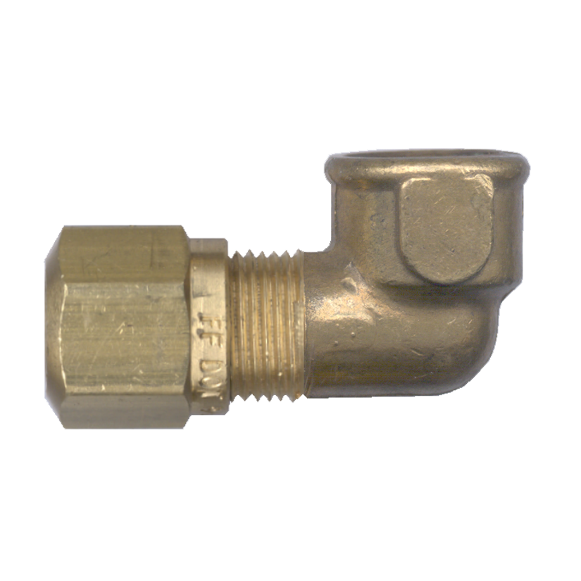 1/4 x 1/8" Brass DOT Poly Line Compression - Female NPT 90° Elbow  1470-4A