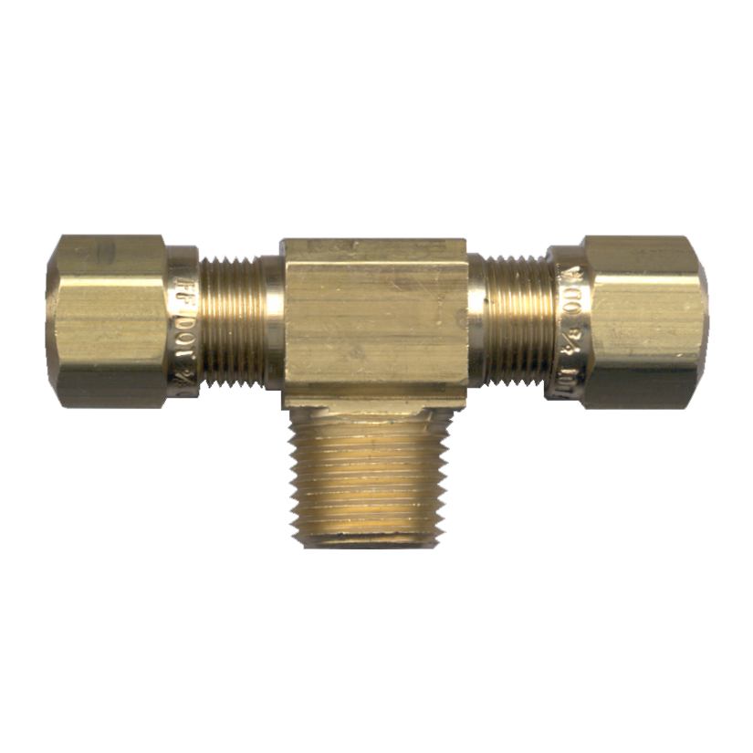 3/8 x 3/8 x 1/8" Brass DOT Poly Line Compression - DOT Poly Line Compression - Male NPT Tee   1472-6A