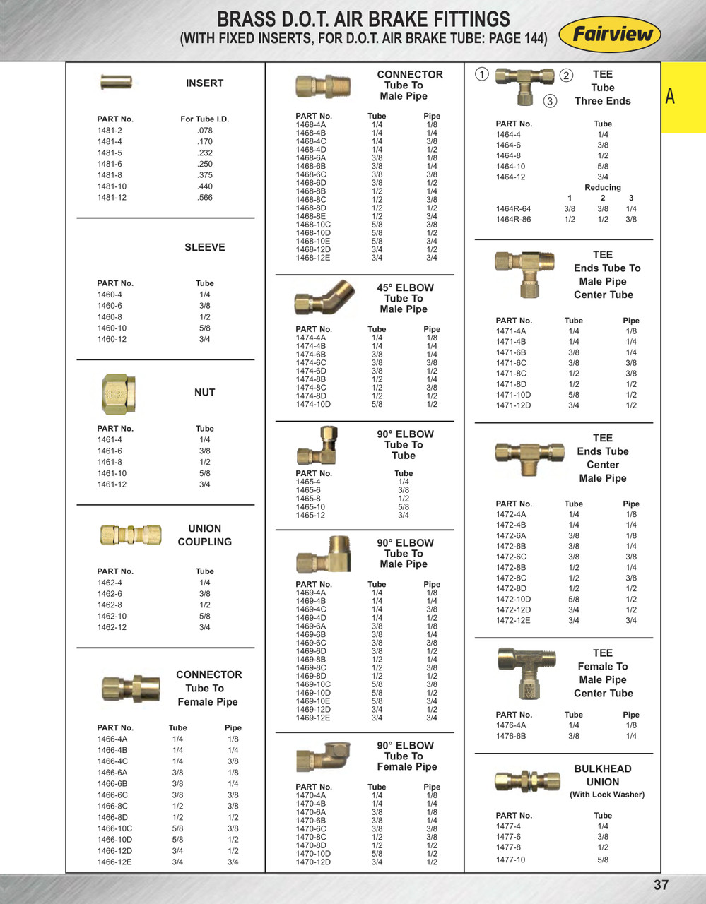 .232" Brass DOT Poly Line Compression Support Insert  1481-5