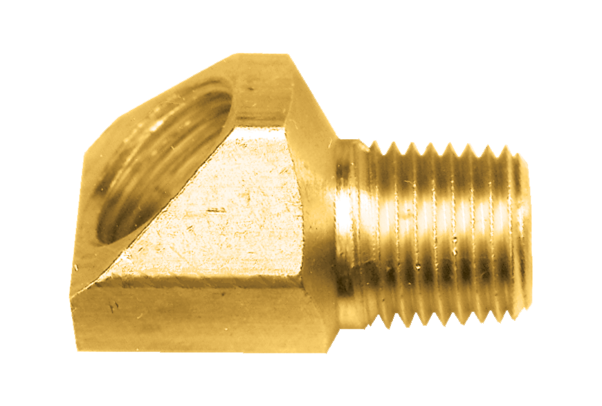 3/8 x 1/4" Brass Female 45° SAE Inverted Flare - Male NPT 45° Street Elbow  154-6B