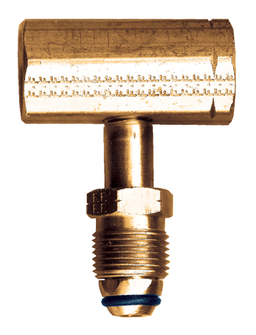 .885"-14 Brass Dual Female POL (CGA510) - Male POL (CGA510) Propane Manifold Tee  2001-S