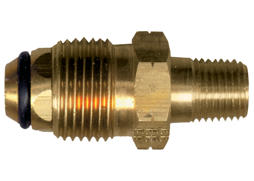 .885"-14 x 1/4" Brass Male POL (CGA510) - Male NPT Propane Tailpiece w/Restrictive Orifice  2003-T-GH-60
