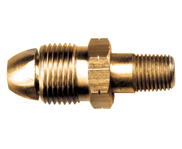 .885"-14 x 1/4" Brass Male POL (CGA510) - Male NPT Propane High Flow Tailpiece  2003-T-HN-HF