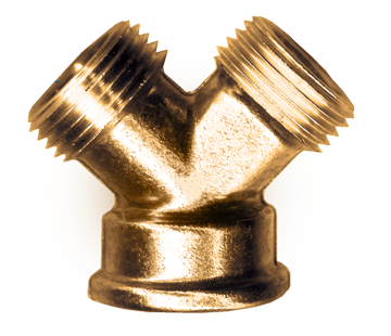3/4"-11.5 Brass Female Water Hose - Male/Male Y-Coupling  202-W