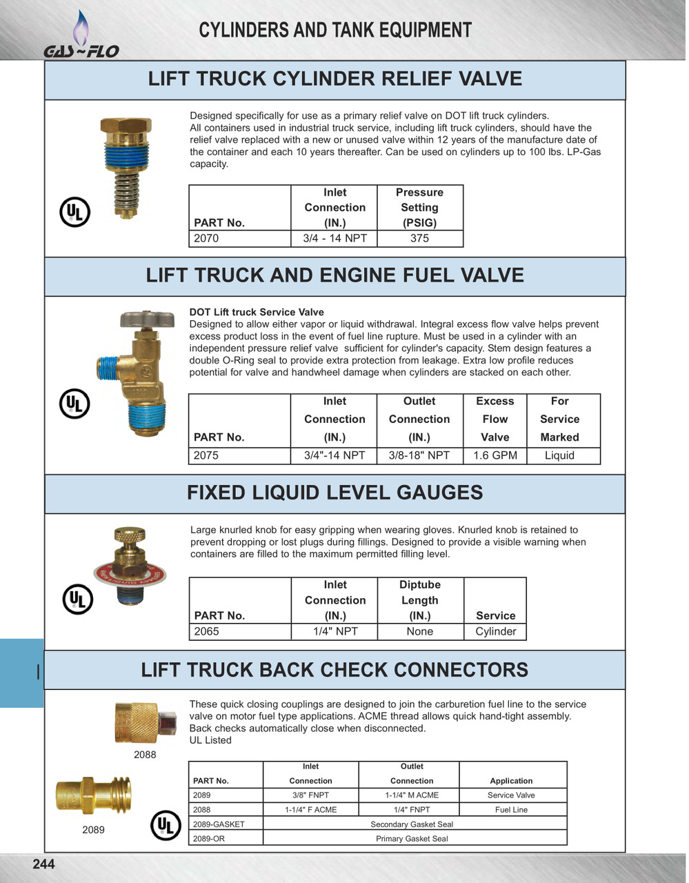 1/4" Brass Male NPT Propane Fixed Liquid Level Gauge  2065