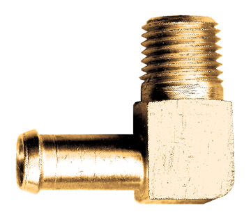 3/8 x 1/8" Brass Fuel Line Hose Barb - Male 90° NPT Connector  339-6A