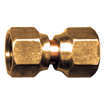 1/2 x 3/8" Brass Dual Female Swivel 45° SAE Reducing Coupler  34R-86