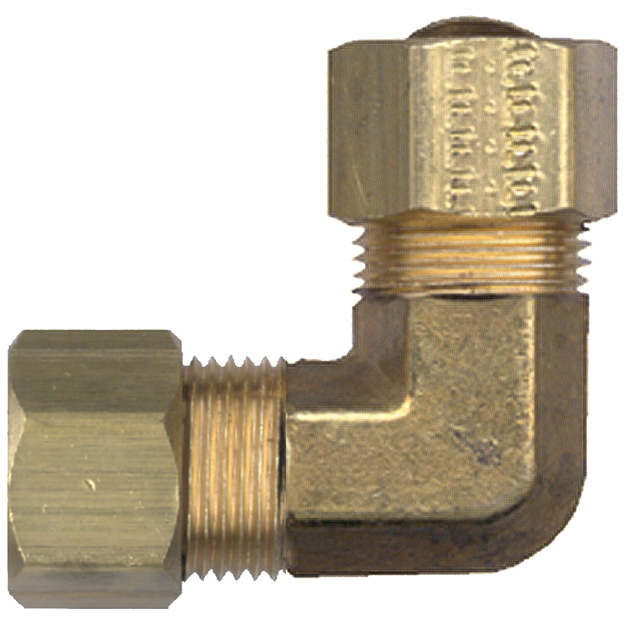 3/8" Brass Poly Tube Compression w/Fixed Insert 90° Elbow   465-6