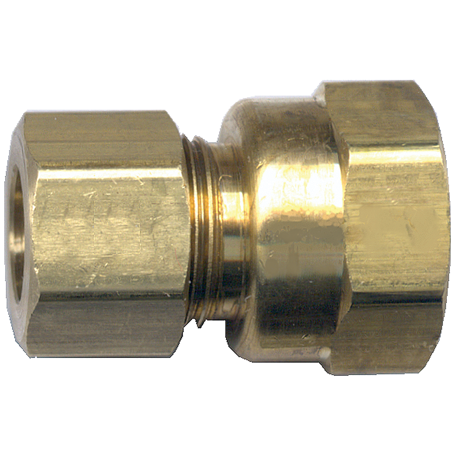 1/4 x 1/4" Brass Poly Tube Compression w/Fixed Insert - Female NPT Connector  466-4B