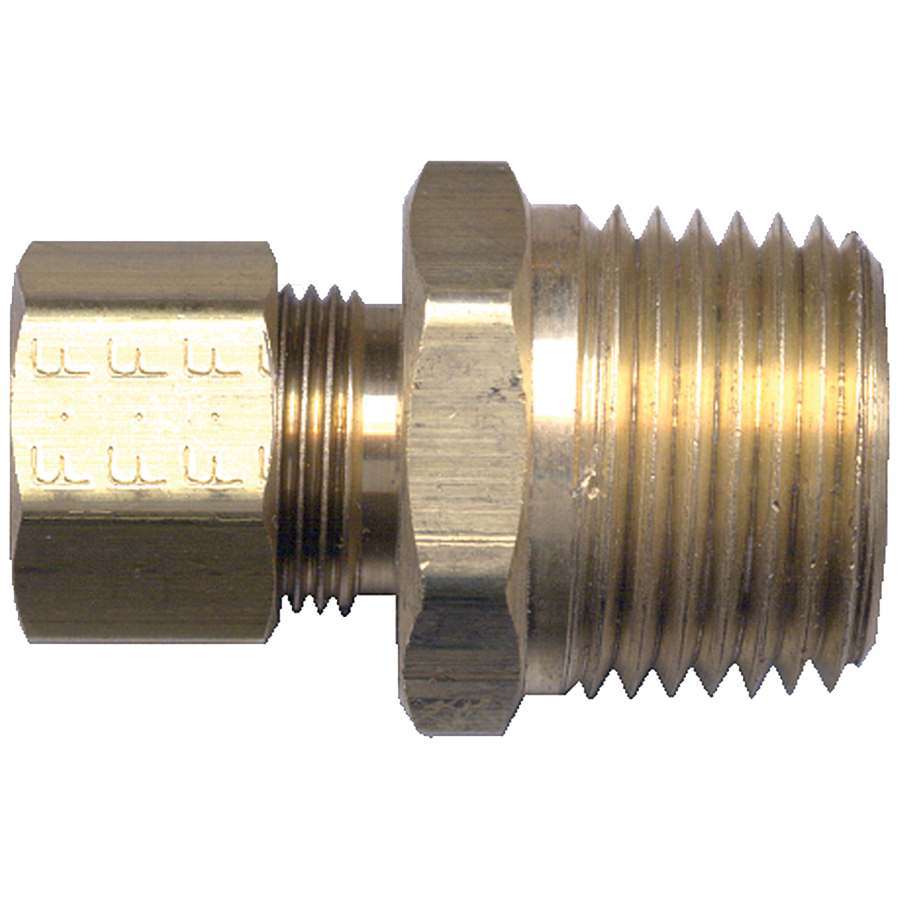 1/4 x 1/4" Brass Poly Tube Compression w/Fixed Insert - Male NPT Connector  468-4B