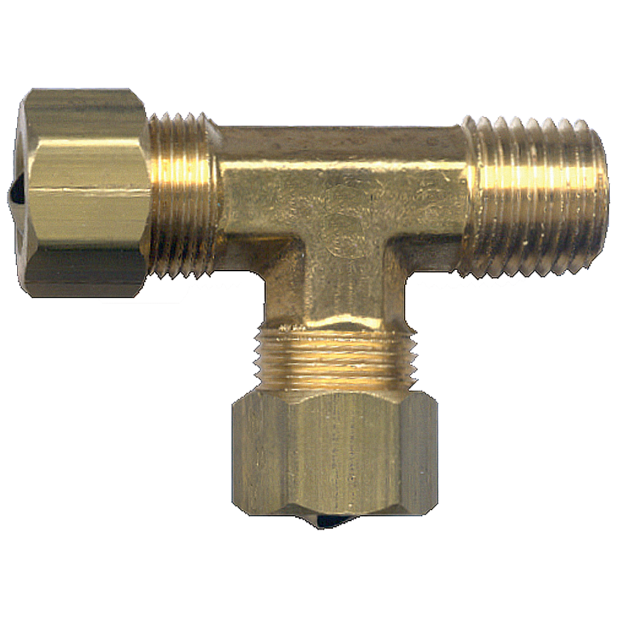 1/4 x 1/4 x 1/4" Brass Compression - Male NPT  - Compression Tee  71-4B
