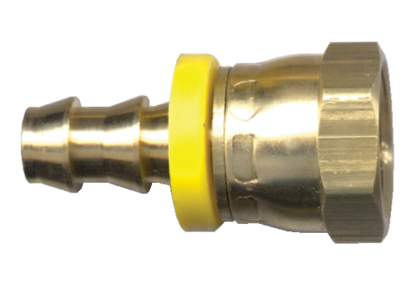 1/2 x 3/8" Brass Grip-Tite Hose Barb - Female Swivel 45° SAE Connector  728-86