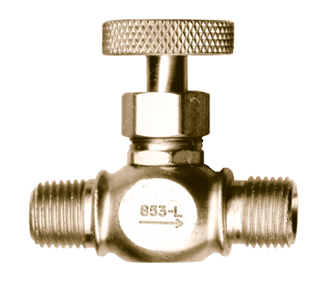 1/4" x 9/16"-18 LH Brass Male NPT - Male Reverse Flow Precision Needle Valve  854-L