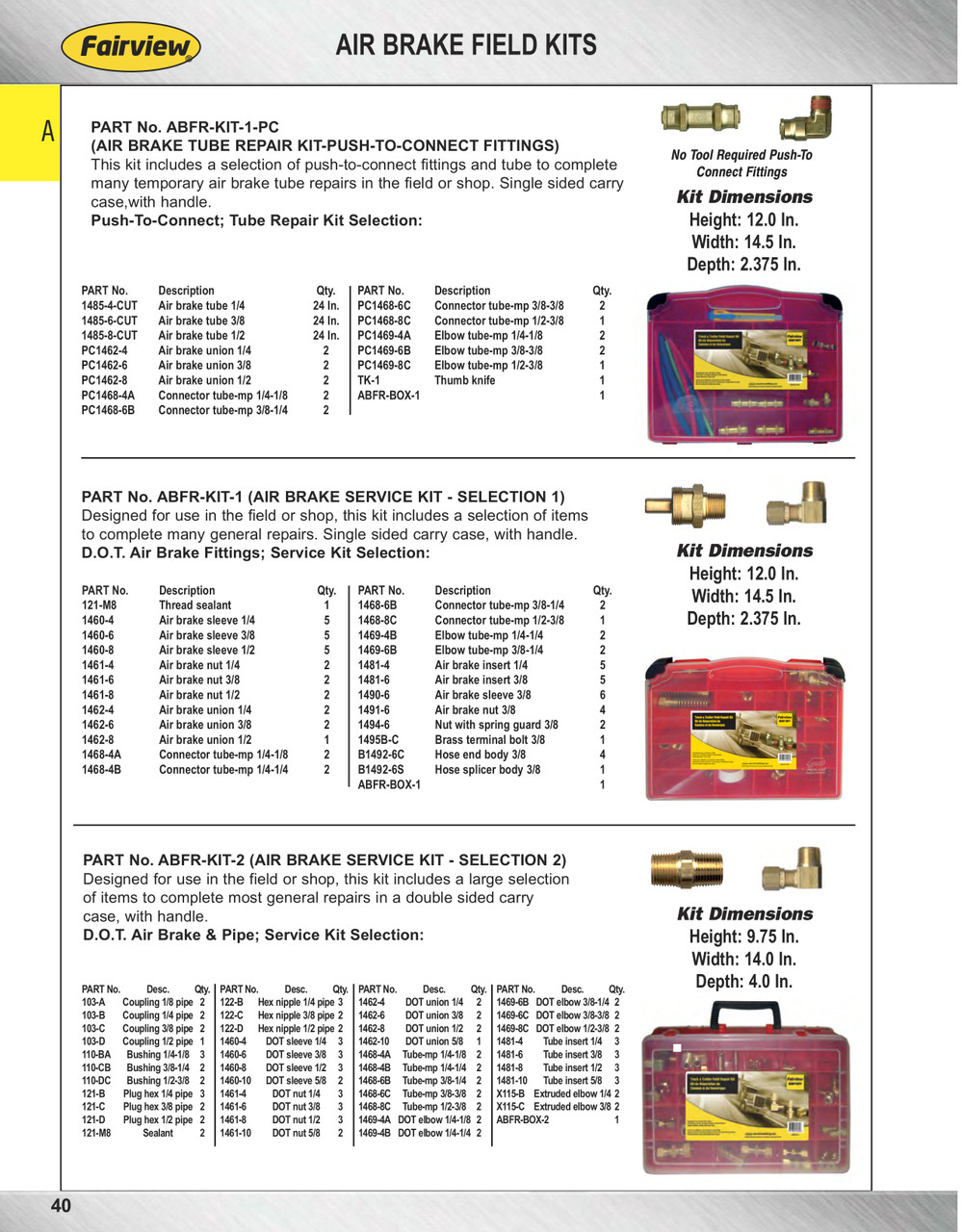 Brass DOT Air Brake Compresssion Fitting Kit  ABFR-KIT-2