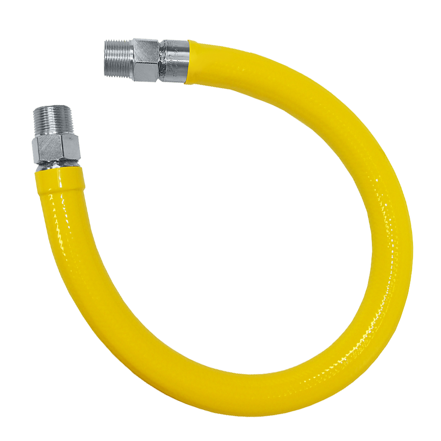 1 x 36" Male NPT Swivel Yellow Coated S/S Natural Gas Hose Assembly  ACM-100-GAS-SP36