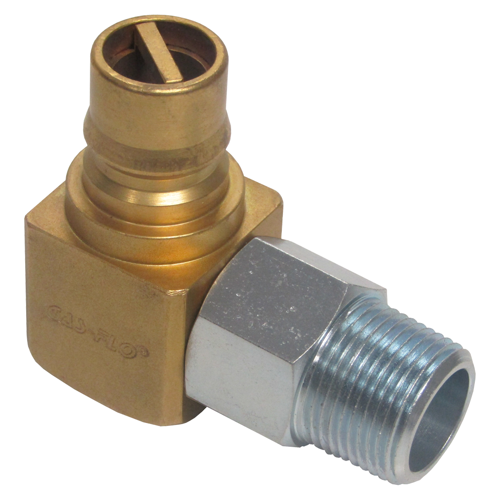 1" Brass/Steel Male Quick Disconnect - Male NPT Swivel Natural Gas 90° Elbow  ACM-100-GMNSL