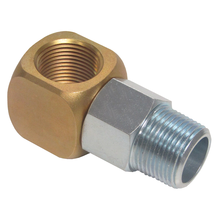 1" Brass/Steel Female NPT - Male NPT Swivel Natural Gas 90° Elbow  ACM-100-SL