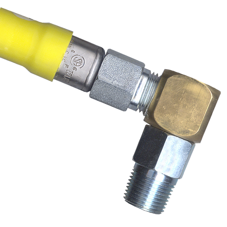 1" Brass/Steel Female NPT - Male NPT Swivel Natural Gas 90° Elbow  ACM-100-SL