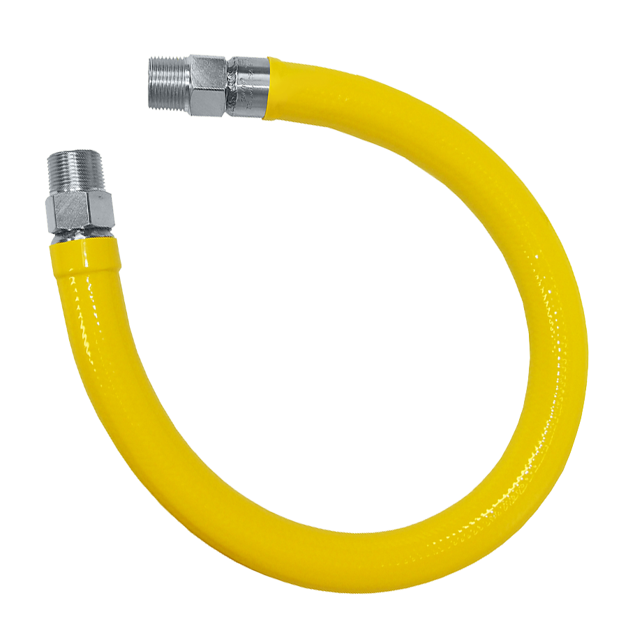 1/2 x 60" Male NPT Swivel Yellow Coated S/S Natural Gas Hose Assembly  ACM-50-GAS-SP60