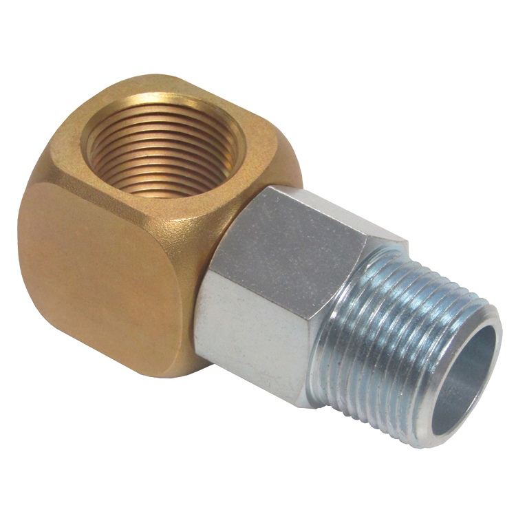 3/4" Brass/Steel Female NPT - Male NPT Swivel Natural Gas 90° Elbow  ACM-75-SL