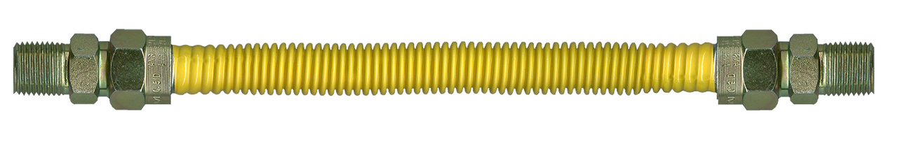 3/8 x 72" Male NPT - Yellow Coated S/S Natural Gas Hose Assembly  ACS-375MM-72