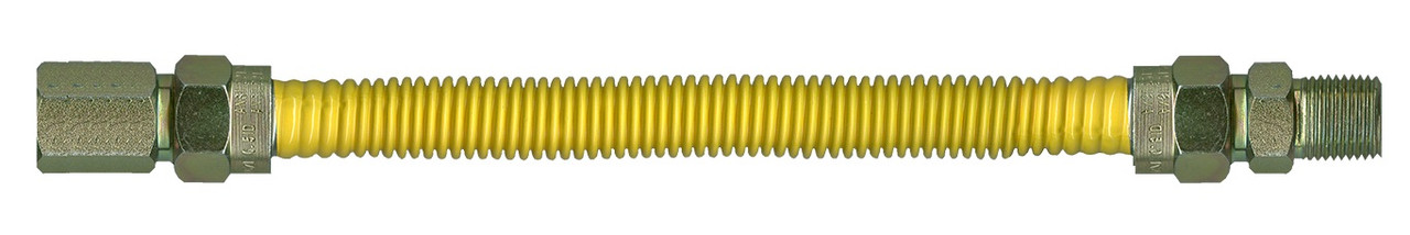 1/2 x 24" Female NPT - Male NPT Yellow Coated S/S Natural Gas Hose Assembly  ACS-50FM-24