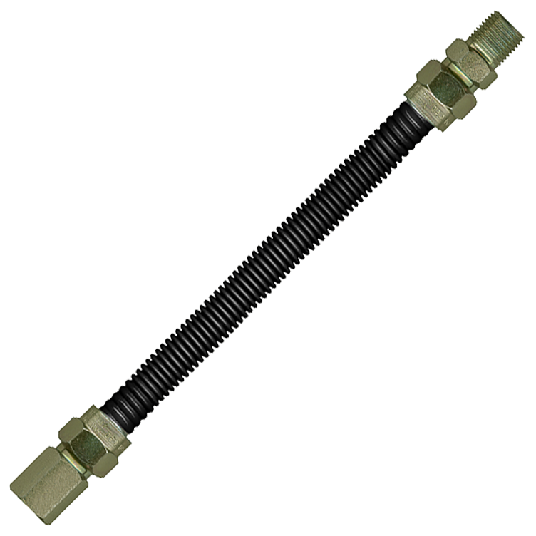 3/8 x 24"  Female NPT - Male NPT Black Coated S/S Natural Gas Hose Assembly  ACSBLK-375FM-24