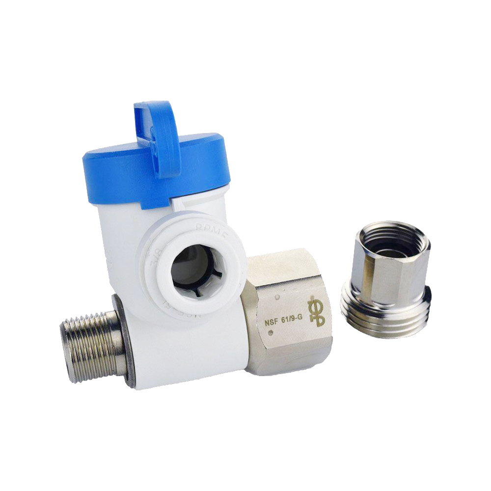 1/2 x 3/8 x 3/8" JG® White Polypropylene NPS Thread Cold Water Supply Angle Stop Valve  ASVPP6LF