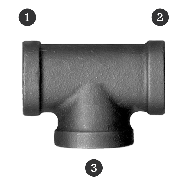 1/4" Sch. 40 Black Iron Female NPT Tee  BI-101-B