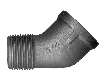1/4" Sch. 40 Black Iron Male NPT - Female NPT 45° Street Elbow  BI-124-B