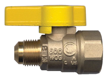 15/16" Forged Brass 5 PSI Male 45° SAE Flare - Female NPT Natural Gas Ball Valve  BV5046-15/16E