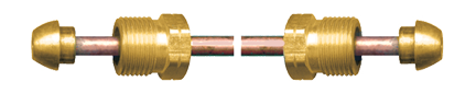 1/4 x 12" Copper Tube - Brass Male Short Nose POL (CGA510) - Male Short Nose POL (CGA510) Pigtail  CP-2012