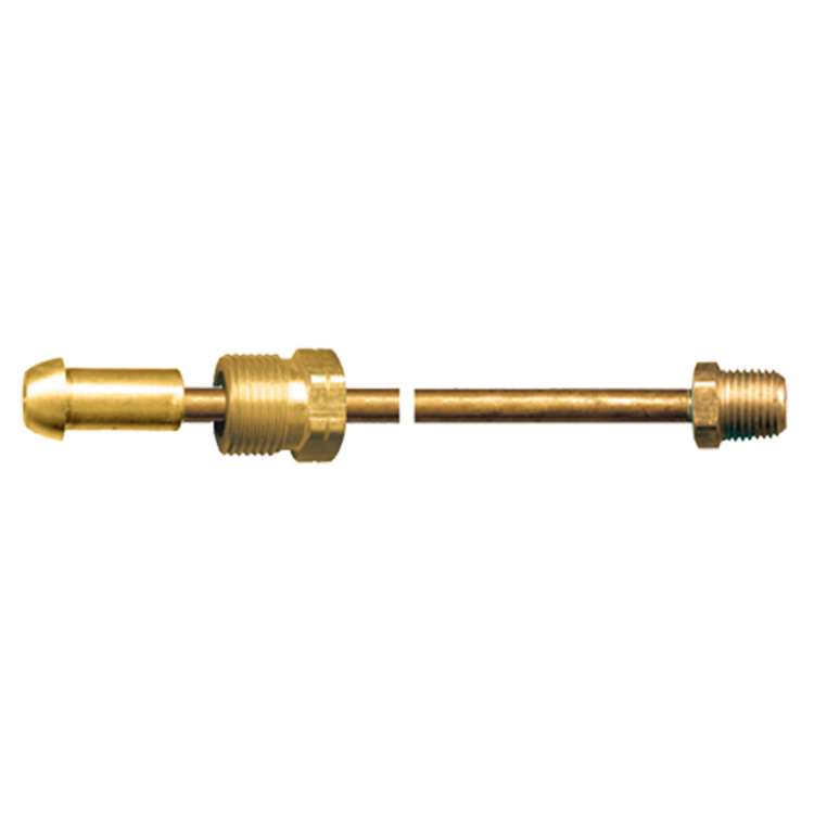 1/4 x 12" Copper Tube - Brass Male Long Nose POL (CGA510) - Male NPT Pigtail  CP-2812