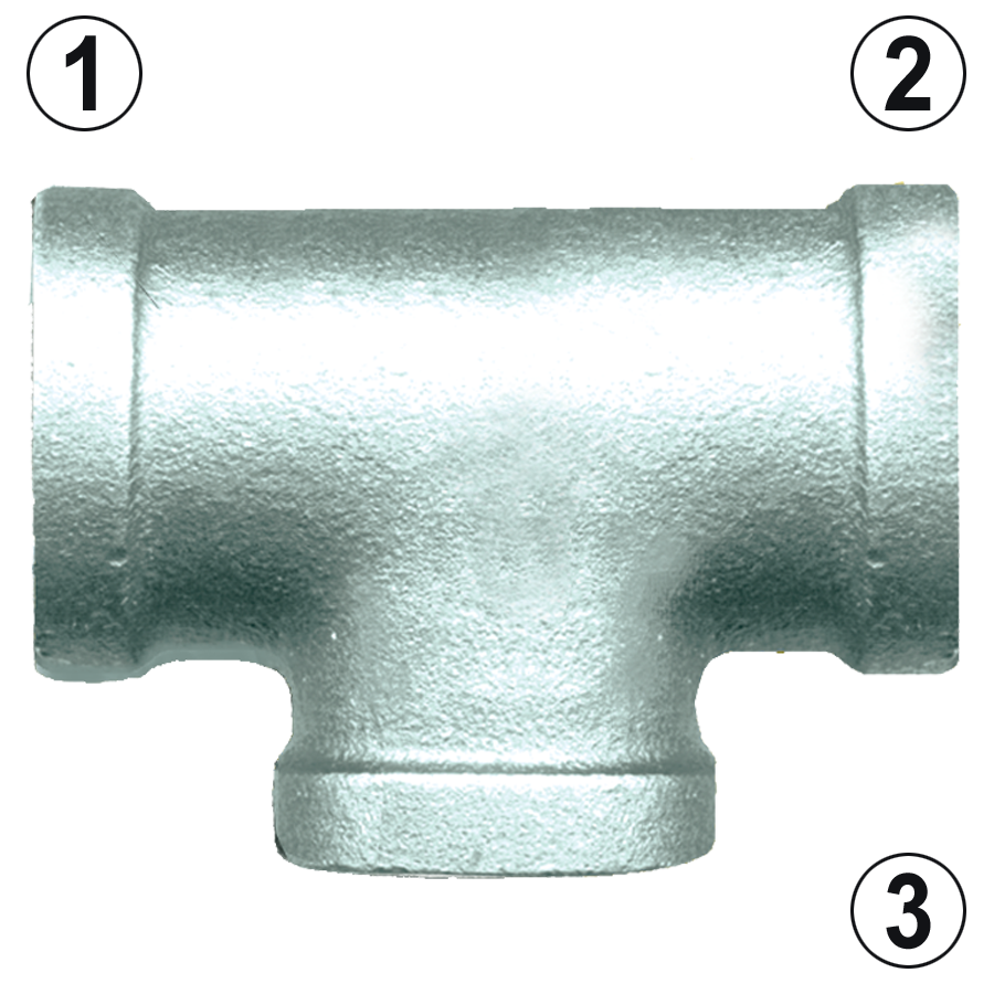 1" Sch. 40 Galvanized Iron Female NPT Tee  GI-101-H