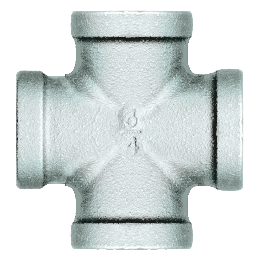 1/2" Sch. 40 Galvanized Iron Female NPT Cross  GI-102-D