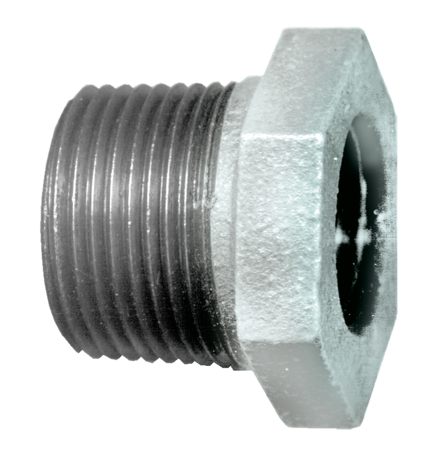 1-1/2 x 11/4" Sch. 40 Galvanized Male NPT - Female NPT Reducing Hex Bushing  GI-110-KJ