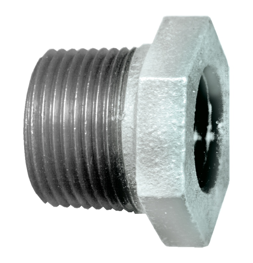 4 x 2" Sch. 40 Galvanized Male NPT - Female NPT Reducing Hex Bushing  GI-110-SM