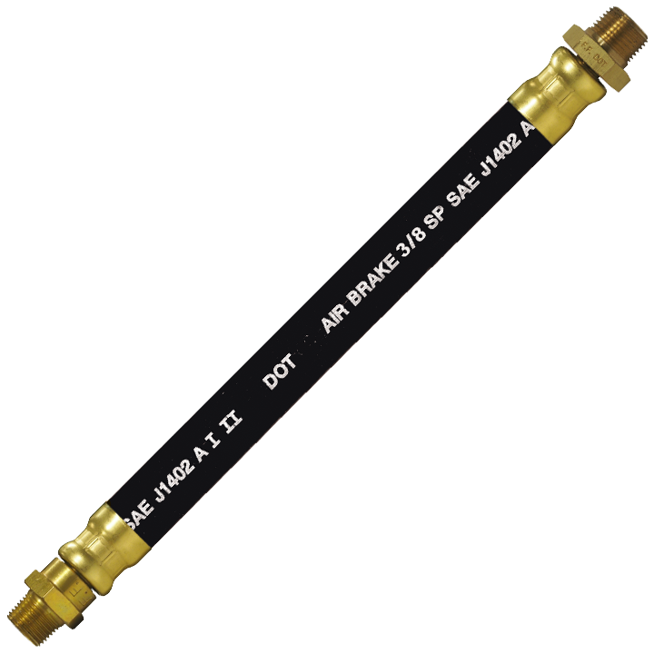 3/8 x 20" Black Rubber DOT SAE J1402 Air Brake Hose Assembly  HAB-6-20CLSC