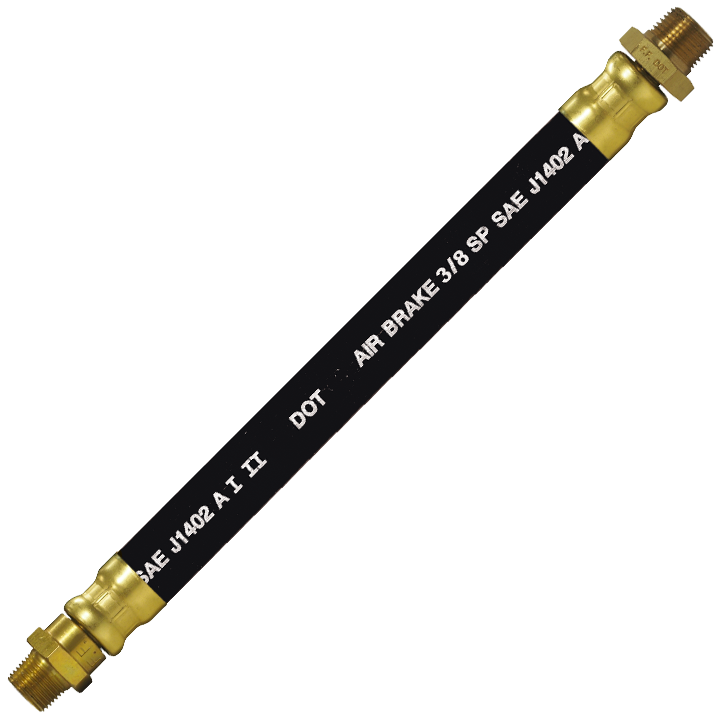 3/8 x 46" Black Rubber DOT SAE J1402 Air Brake Hose Assembly  HAB-6-46CLSC