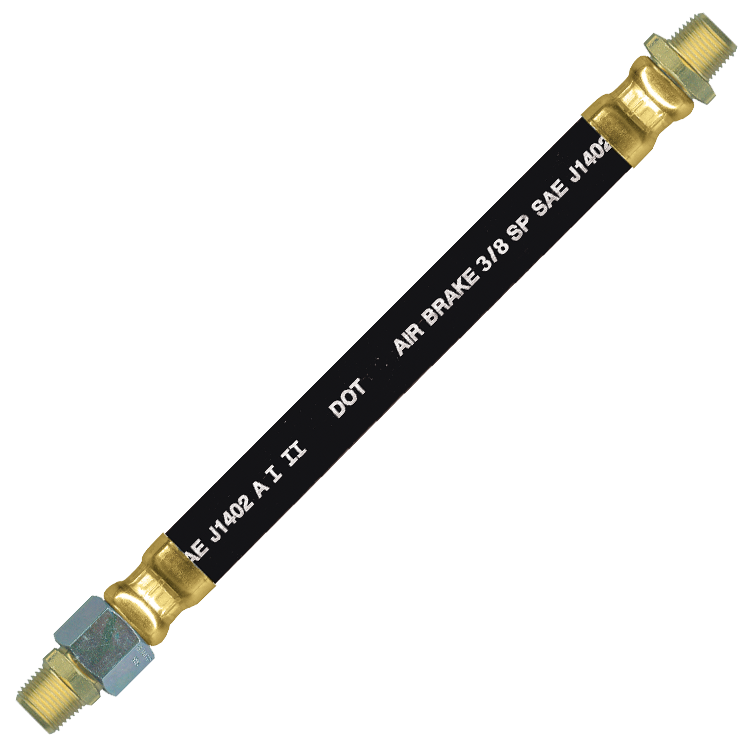 3/8 x 72" Black Rubber DOT SAE J1402 Air Brake Hose Assembly  HAB-6-72C
