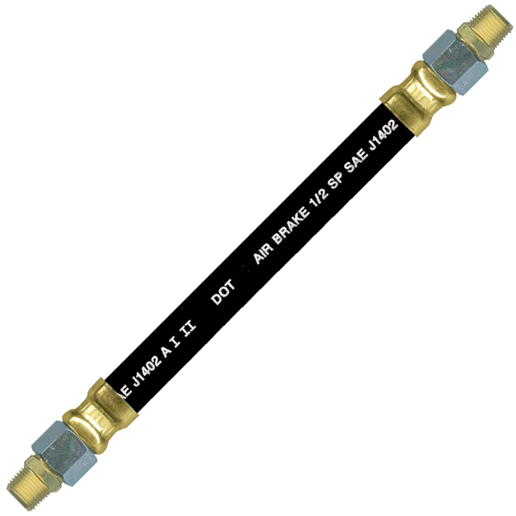 1/2 x 20" Black Rubber DOT SAE J1402 Air Brake Hose Assembly  HAB-8-20C-SW