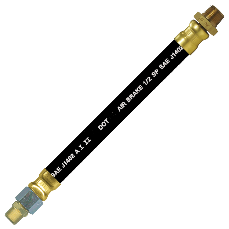 1/2 x 60" Black Rubber DOT SAE J1402 Air Brake Hose Assembly  HAB-8-60C