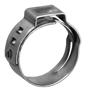 .398 - .465" (10.1- 11.8mm) Stainless Steel Stepless One Ear Pinch Clamp  HC10-7-1/2