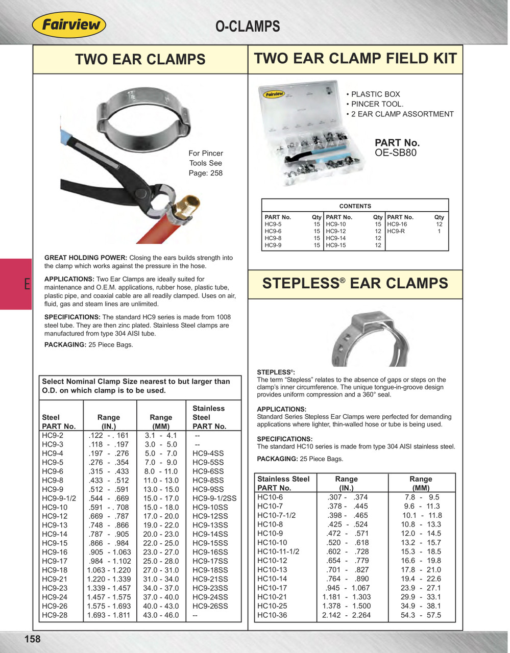 13/16" Stainless Steel Two Ear Pinch Clamp  HC9-13SS