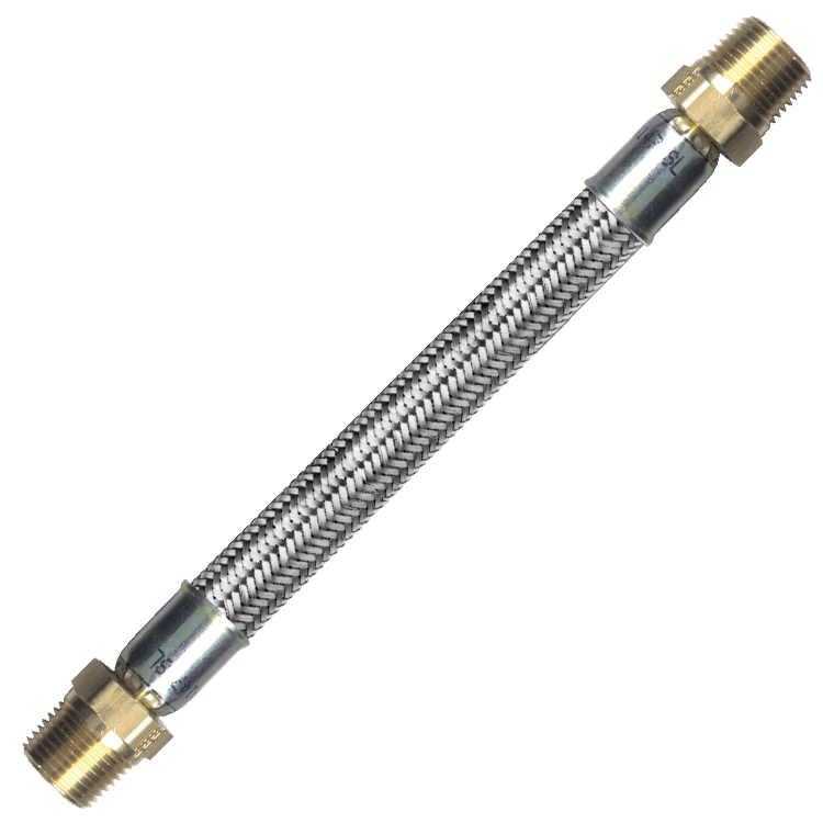 3/16 x 24" Male NPT PTFE Hose/Stainless Steel Cover Crimped Hose Assembly  HT4C24MP4MP4